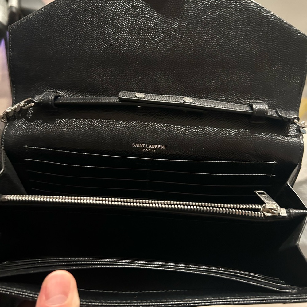 Saint Laurent Black Crossbody Bag with Quilted Texture and Gold Logo - Picture 3 of 3